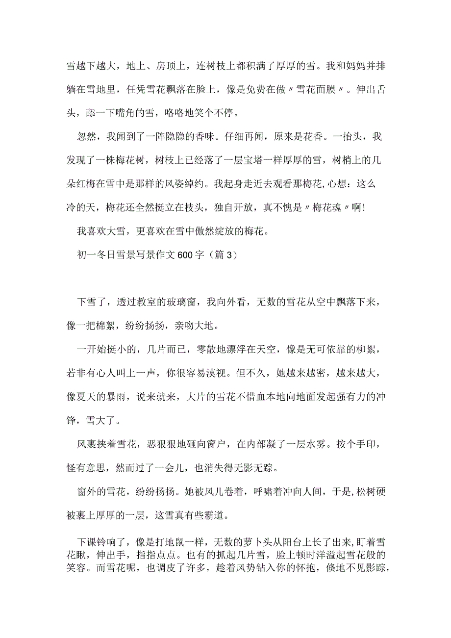 初一冬日雪景写景作文600字(5篇).docx_第3页