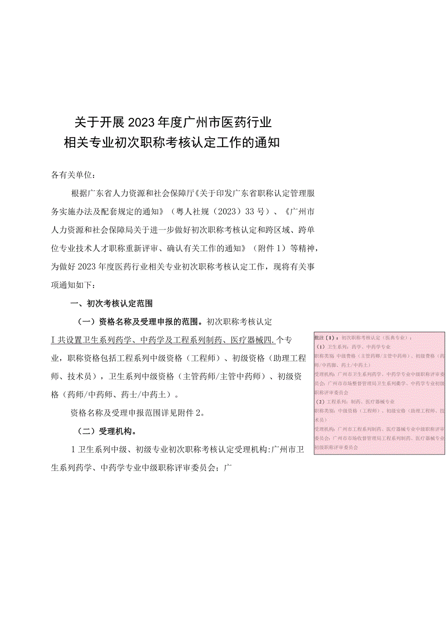 初次认定关于开展2023年度广州市医药行业相关专业初次职称考核认定工作的通知 2023217.docx_第1页