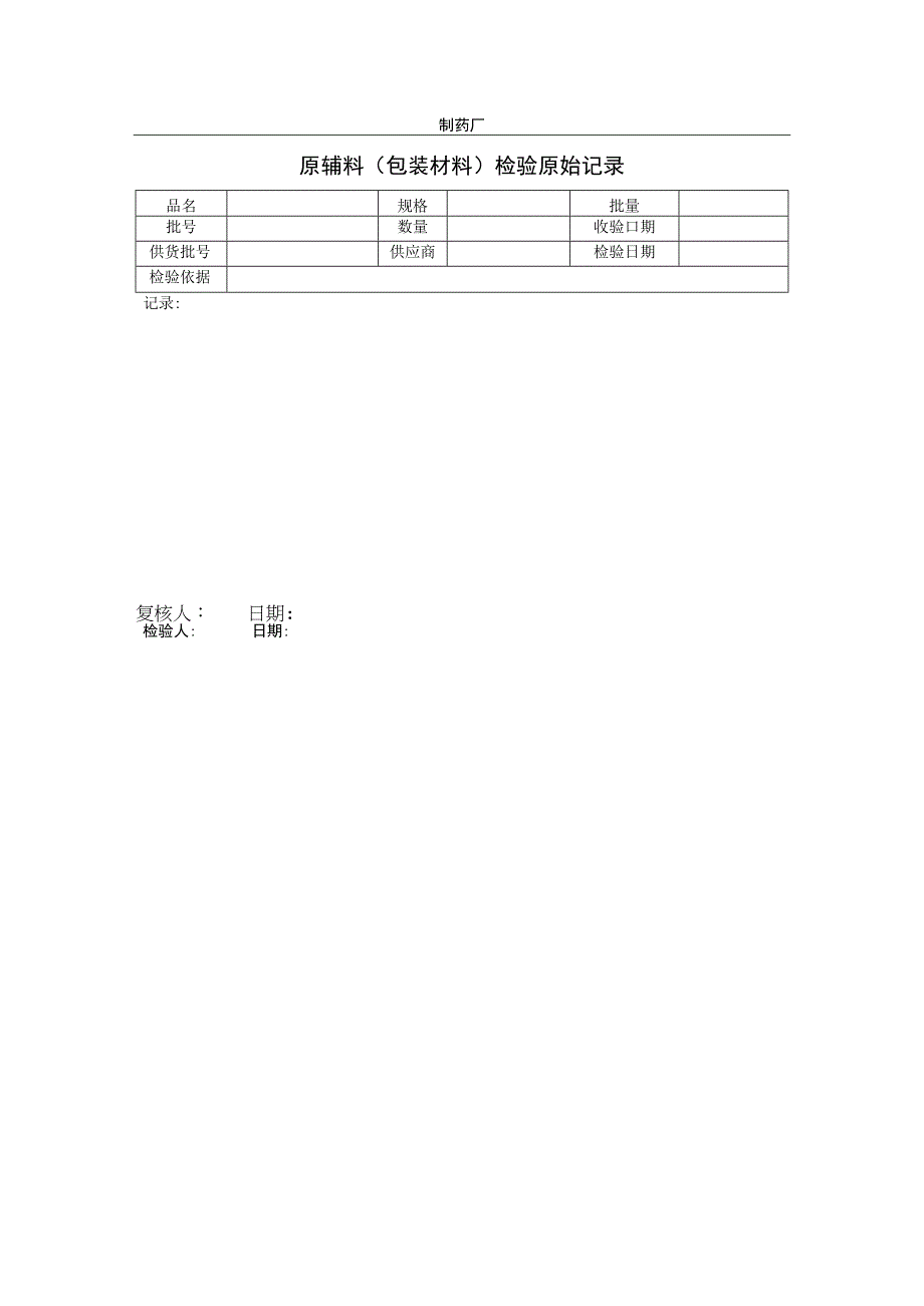 原辅料包装材料检验原始记录.docx_第1页