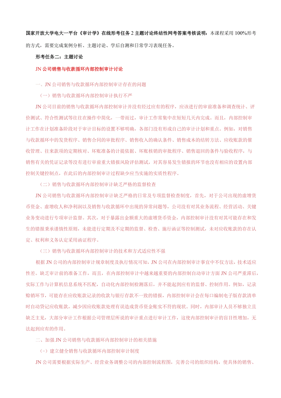 国家开放大学电大一平台审计学在线形考任务2主题讨论终结性网考答案.docx_第1页