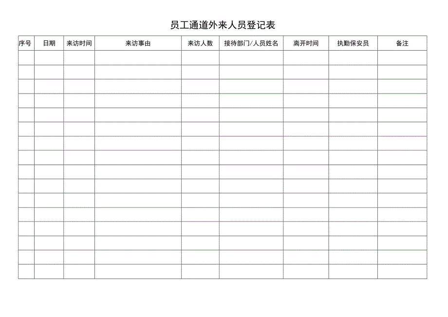 员工通道外来人员登记表.docx_第1页