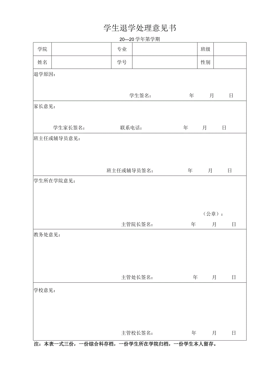 学生退学处理意见书.docx_第1页