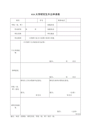 大学研究生外出申请表.docx