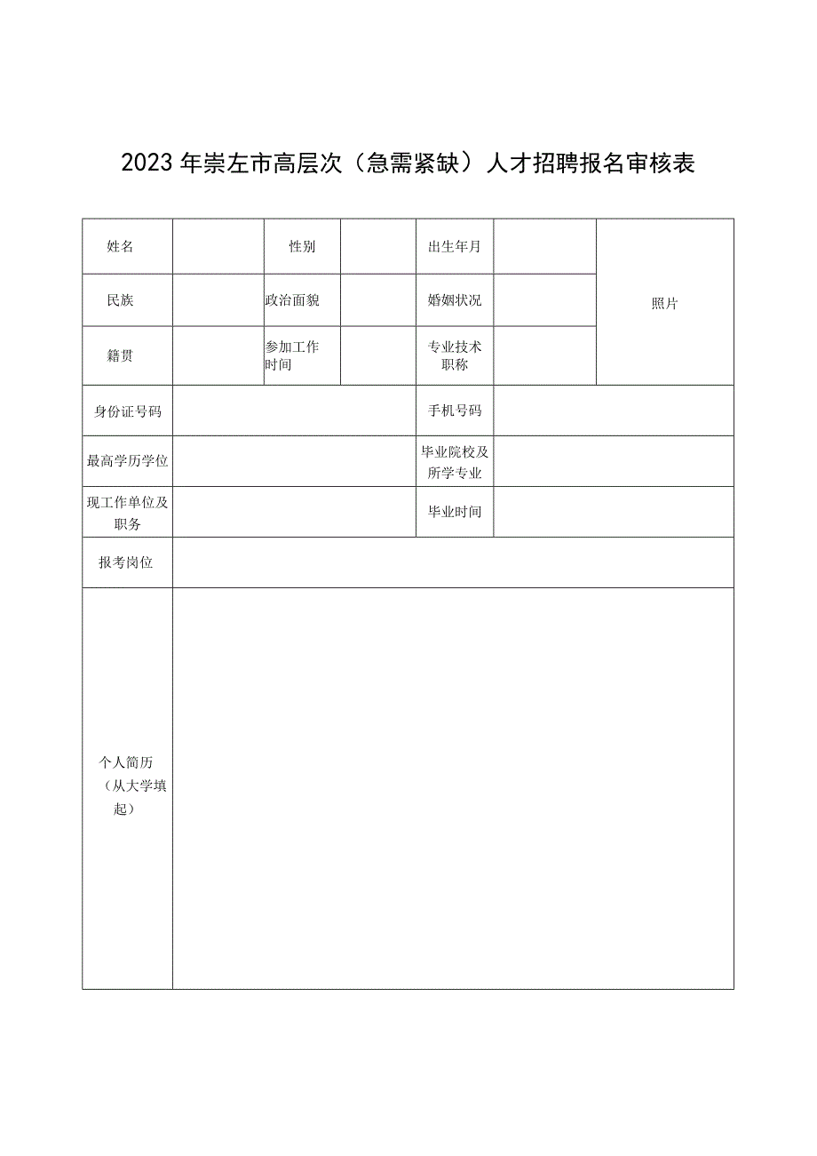 安化县事业单位公开招聘人员报名登记表.docx_第1页