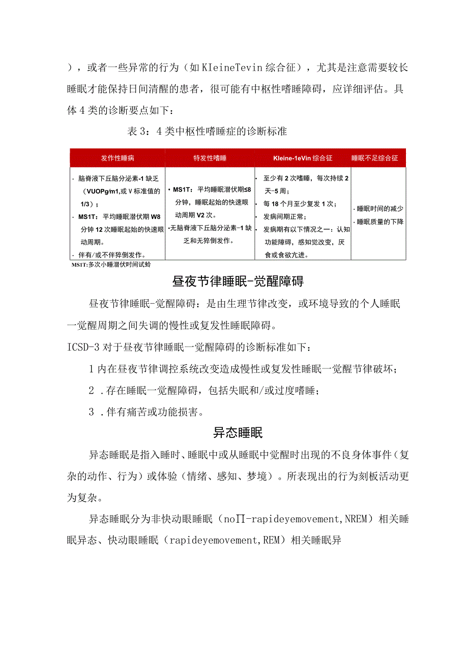 失眠症睡眠相关呼吸障碍中枢性嗜睡症昼夜节律睡眠觉醒障碍睡眠异态睡眠相关运动障碍其他睡眠障碍等睡眠障碍临床表现疾病.docx_第3页