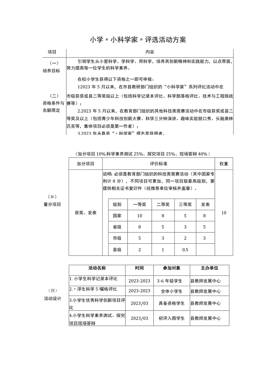 小学小科学家评选活动方案.docx_第1页