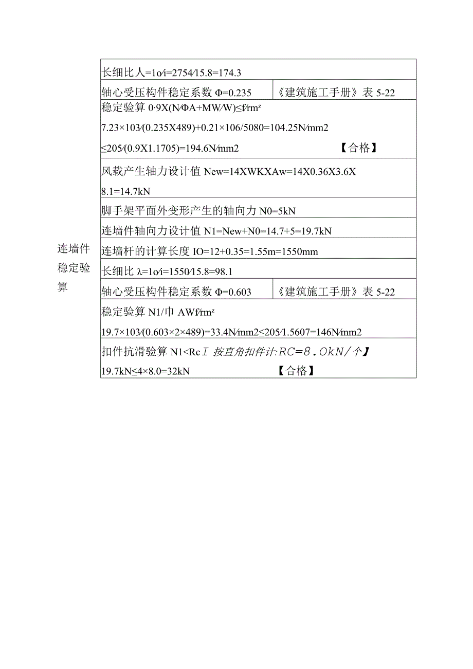 工字立杆连墙件和扣件的稳定承载计算.docx_第2页