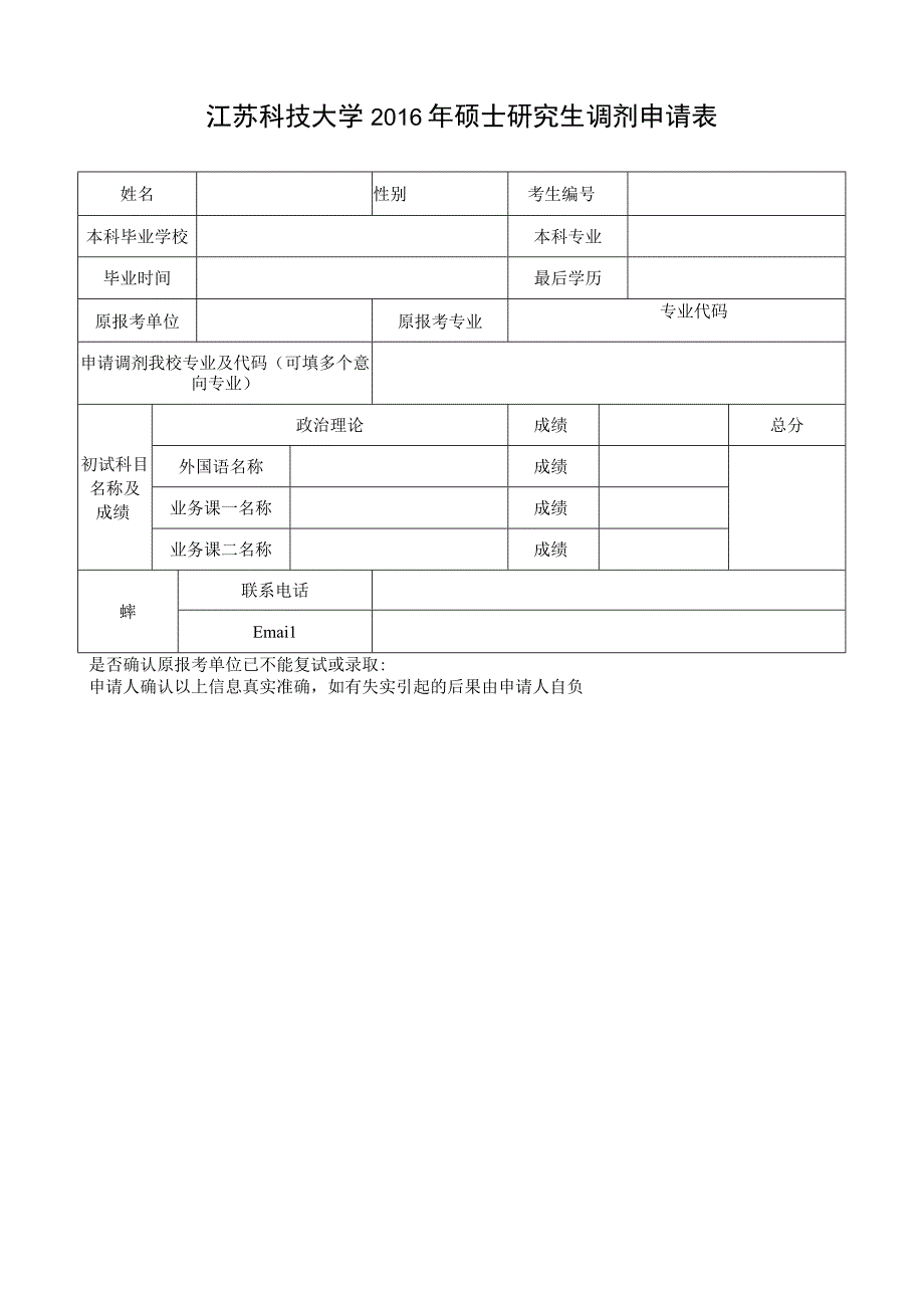 南昌大学硕士研究生调剂申请表.docx_第1页