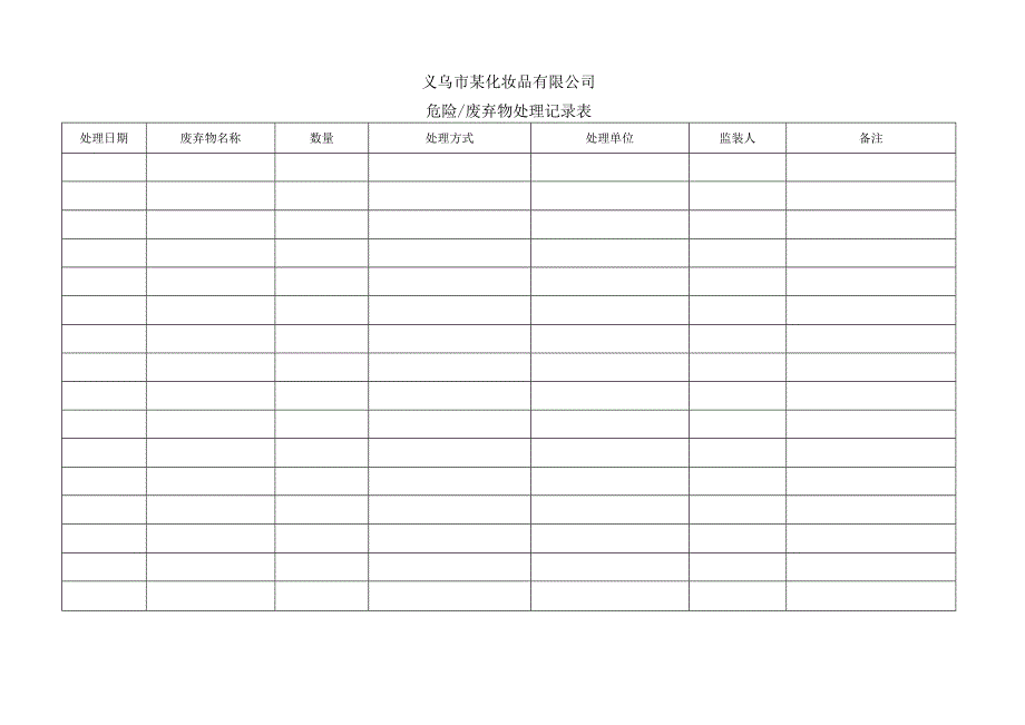 危险废弃物处理记录表.docx_第1页