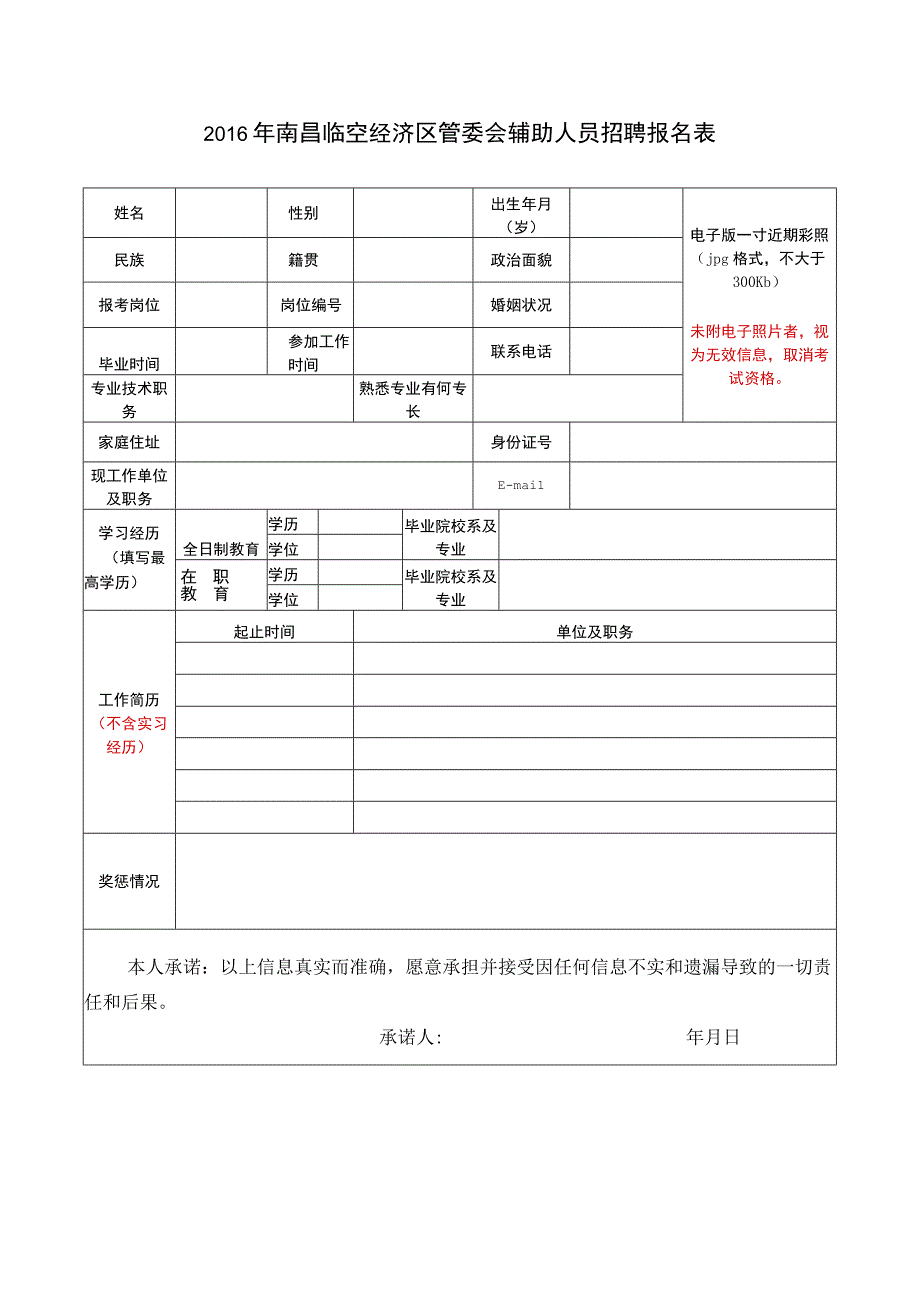 南昌临空经济区管委会公开招聘工作人员信息表.docx_第1页