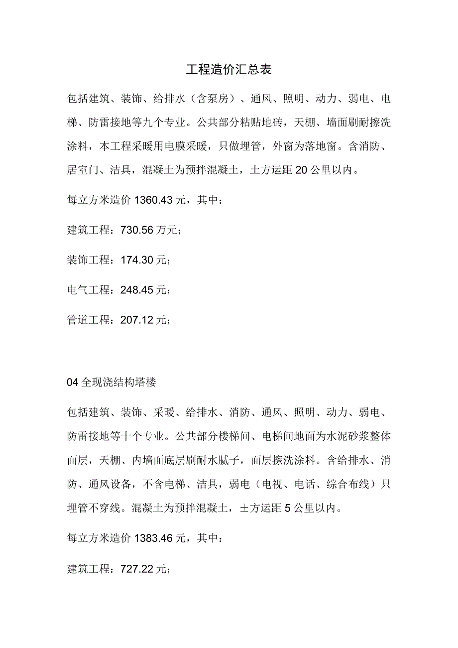 工程造价汇总表.docx_第1页