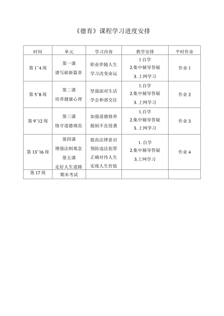 德育课程学习进度安排.docx_第1页