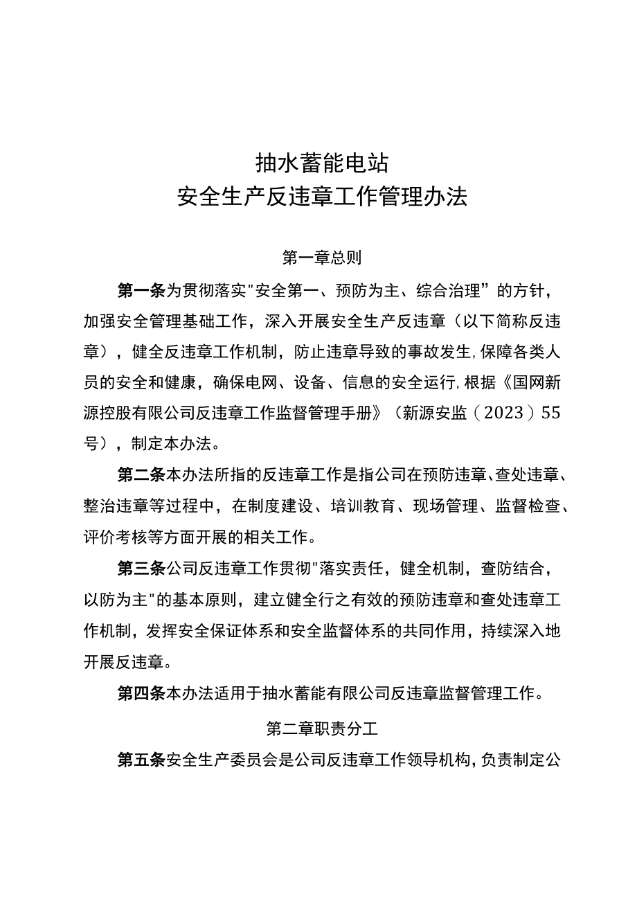 抽水蓄能电站安全生产反违章工作管理办法.docx_第1页