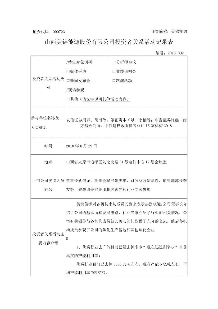 投资者关系活动记录表格式.docx_第1页