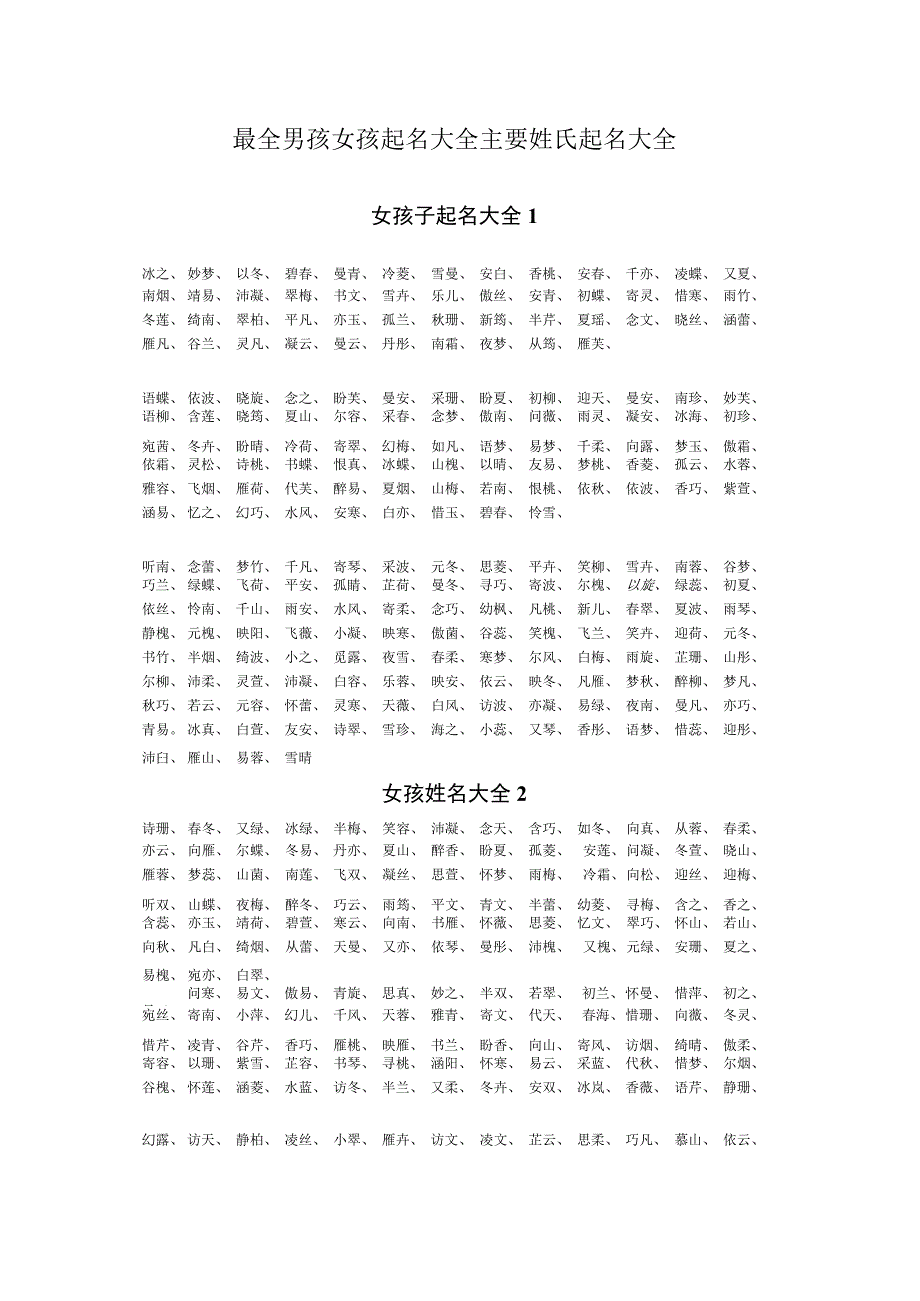 最全男孩女孩起名字大全.docx_第1页