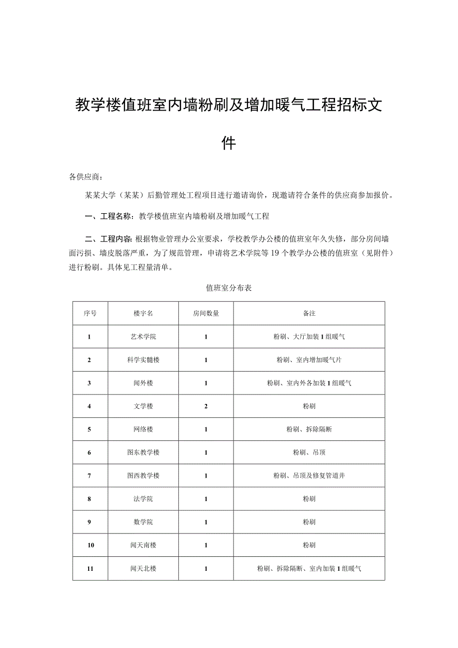 教学楼值班室内墙粉刷及增加暖气工程招标文件.docx_第1页