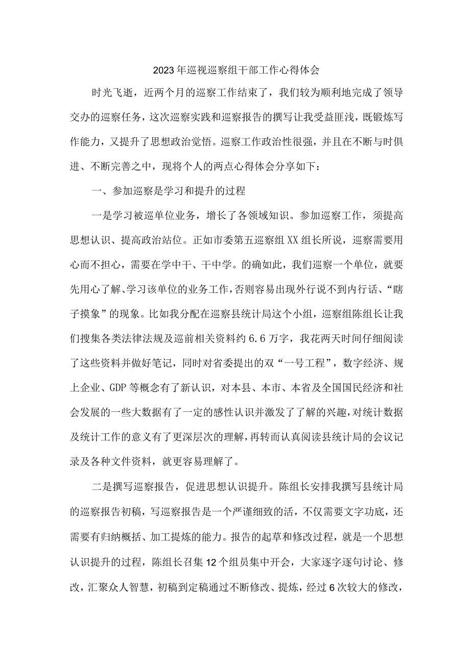 新版区县2023年纪检巡察组巡检工作个人心得体会 合计8份.docx_第1页