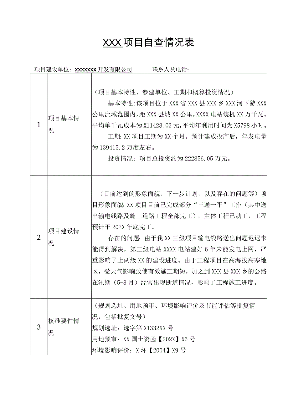 最新建设项目环保等情况自查情况表.docx_第1页