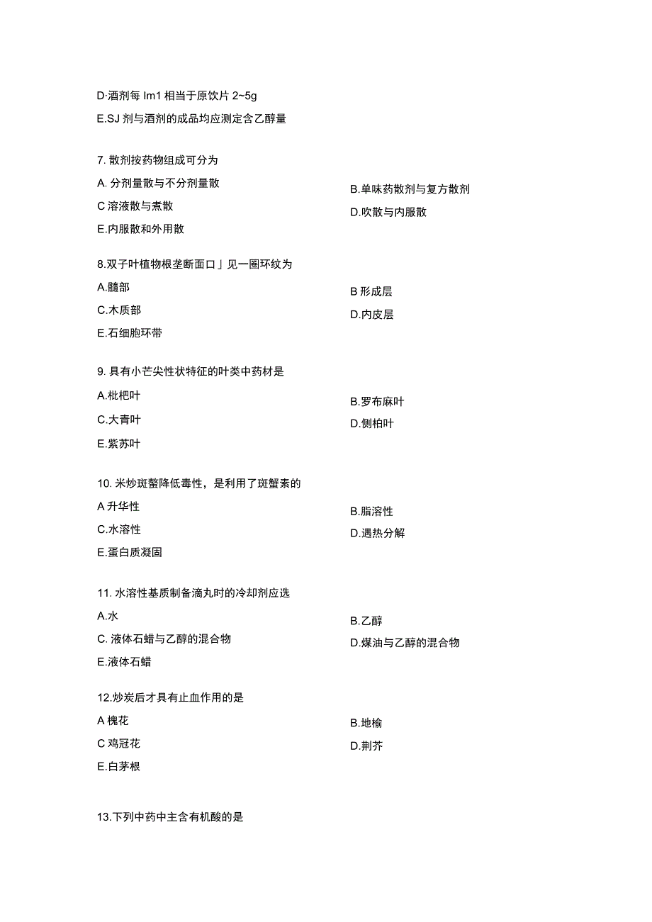 执业药师考试中药学专业知识一历年考题及答案.docx_第2页