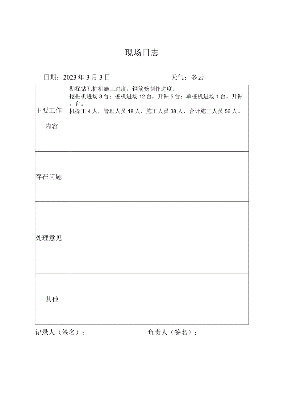 施工资料日记格式.docx_第1页