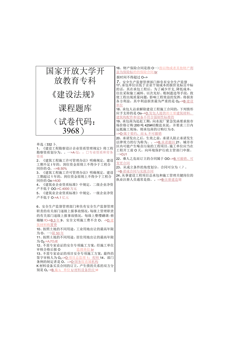 最新国家开放大学国开(中央电大)3968《建设法规》期末考试笔试+机考题库.docx_第2页