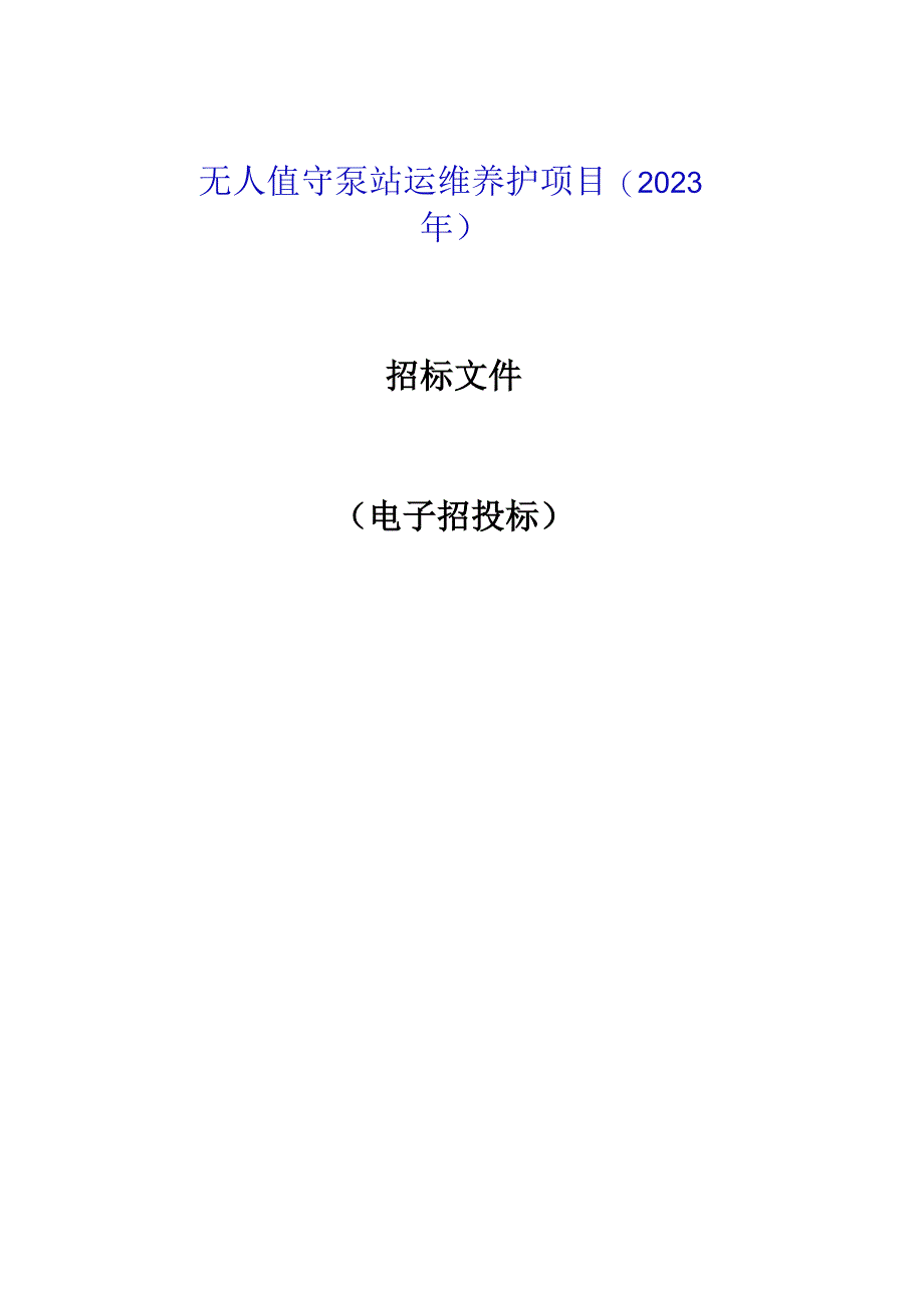 无人值守泵站运维养护项目2023年招标文件.docx_第1页