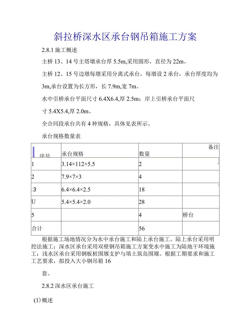 斜拉桥深水区承台钢吊箱施工方案.docx_第1页