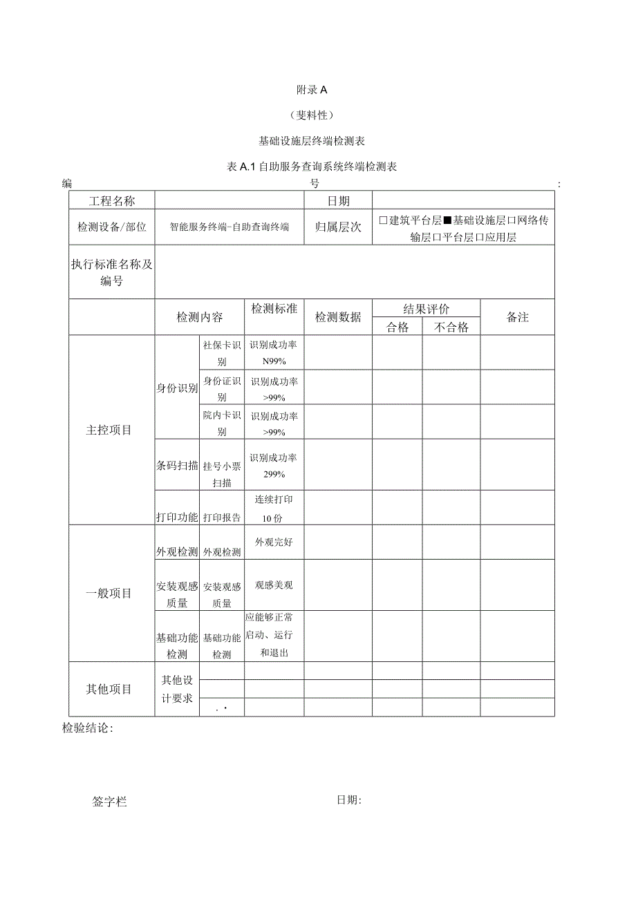 智能医院基础设施层终端、应用层系统功能检测表.docx_第1页