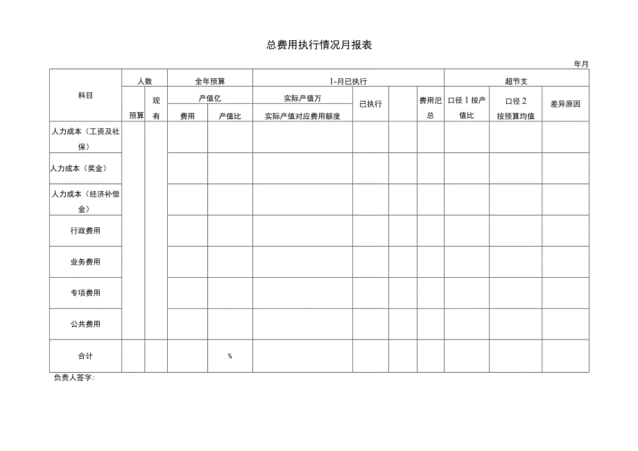 总费用执行情况月报表.docx_第1页