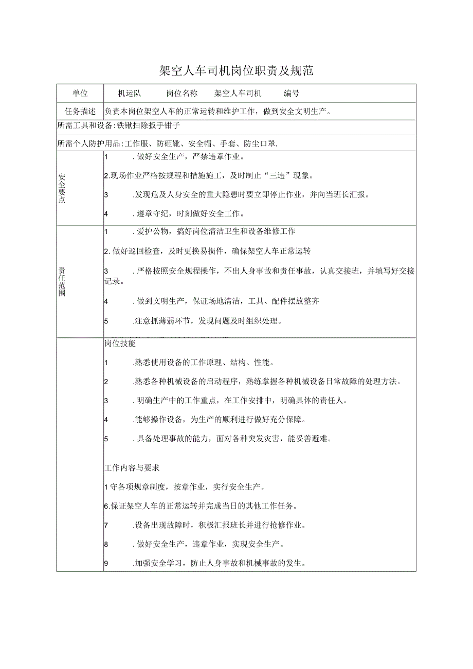 架空人车司机岗位职责及规范.docx_第1页