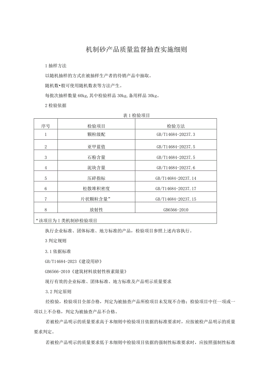 机制砂产品质量监督抽查实施细则.docx_第1页