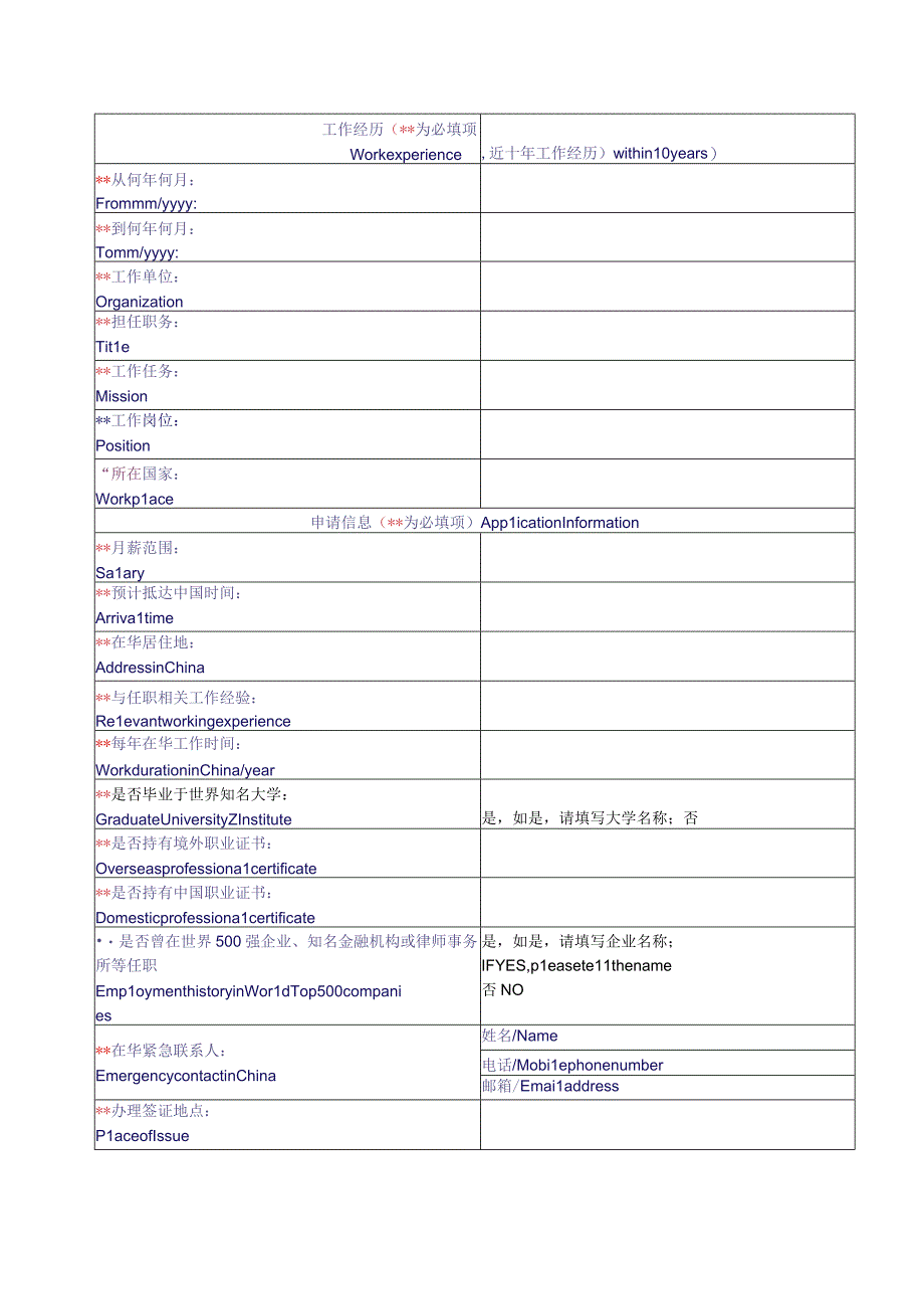 材料来华工作许可系统信息表(供在线申报).docx_第3页