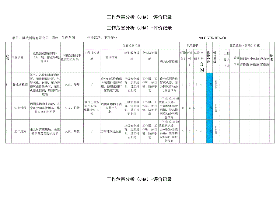 机械厂双体系资料之作业活动分析（JHA）.docx_第1页