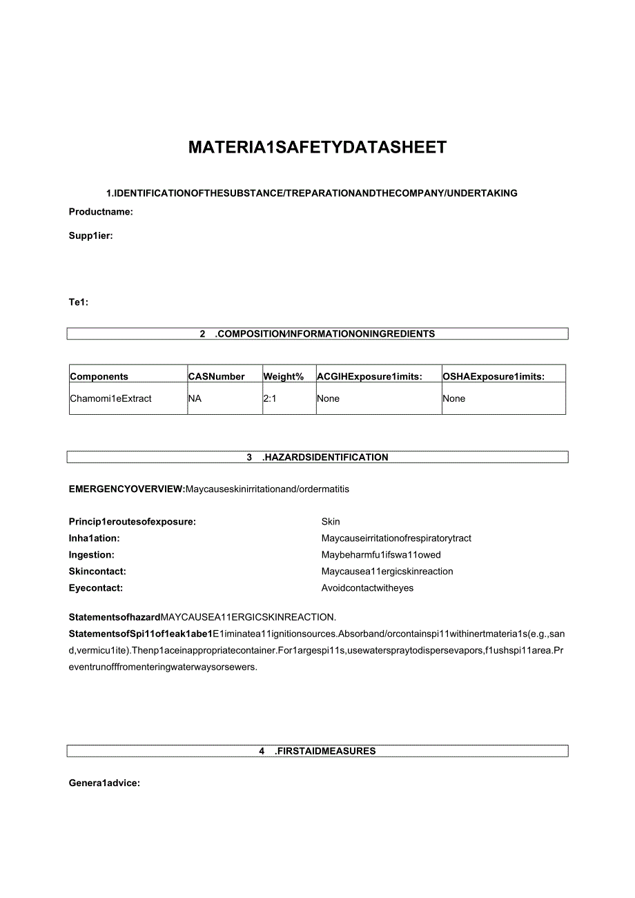 洋甘菊提取液MSDS英文版.docx_第1页