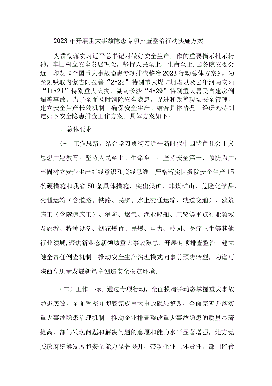 水上交通2023年开展重大事故隐患专项排查整治行动实施方案.docx_第1页