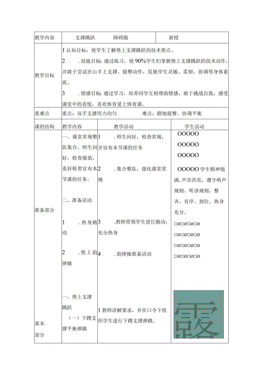 水平二四年级体育支撑跳跃教学设计及教案.docx_第3页