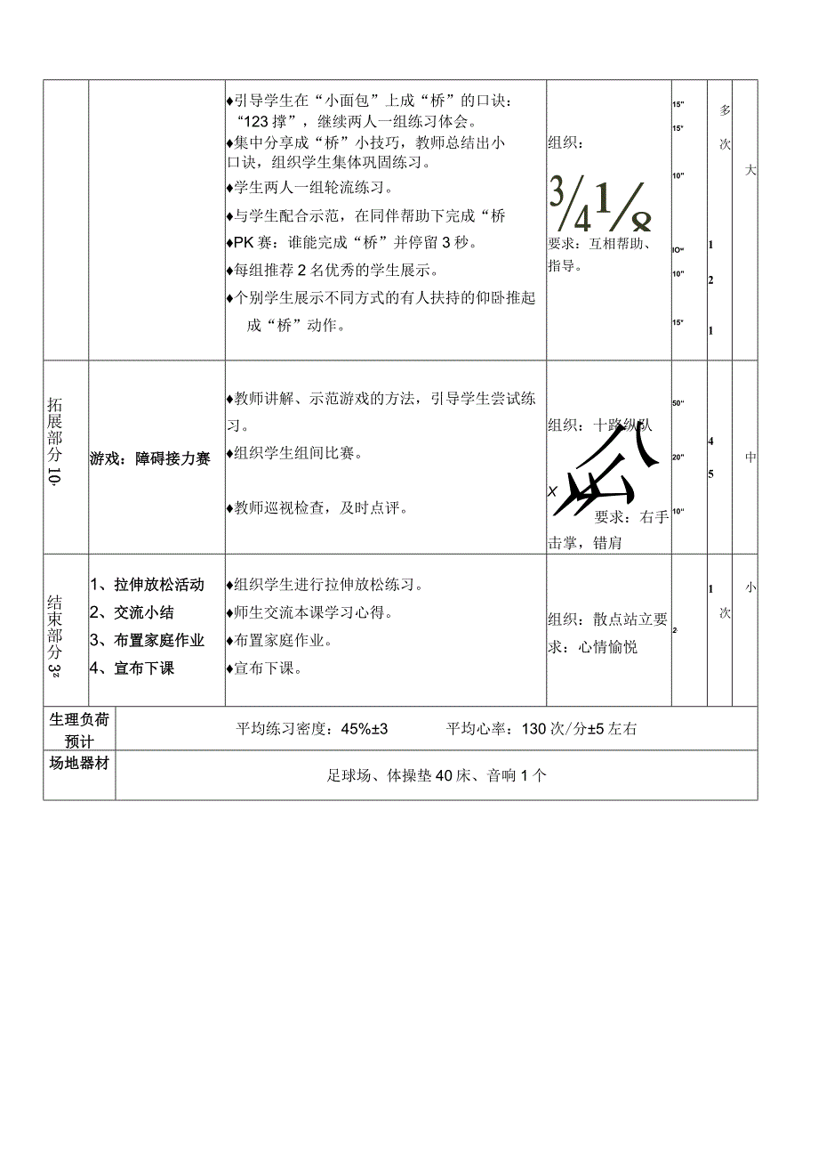 水平一一年级体育有人扶持的仰卧推起成桥公开课教案.docx_第2页