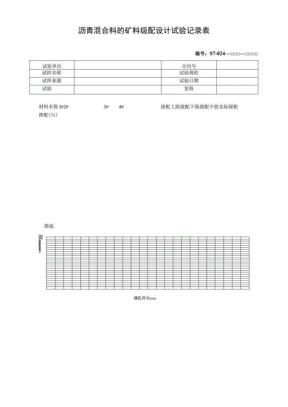 沥青混合料的矿料级配设计试验记录表.docx_第1页