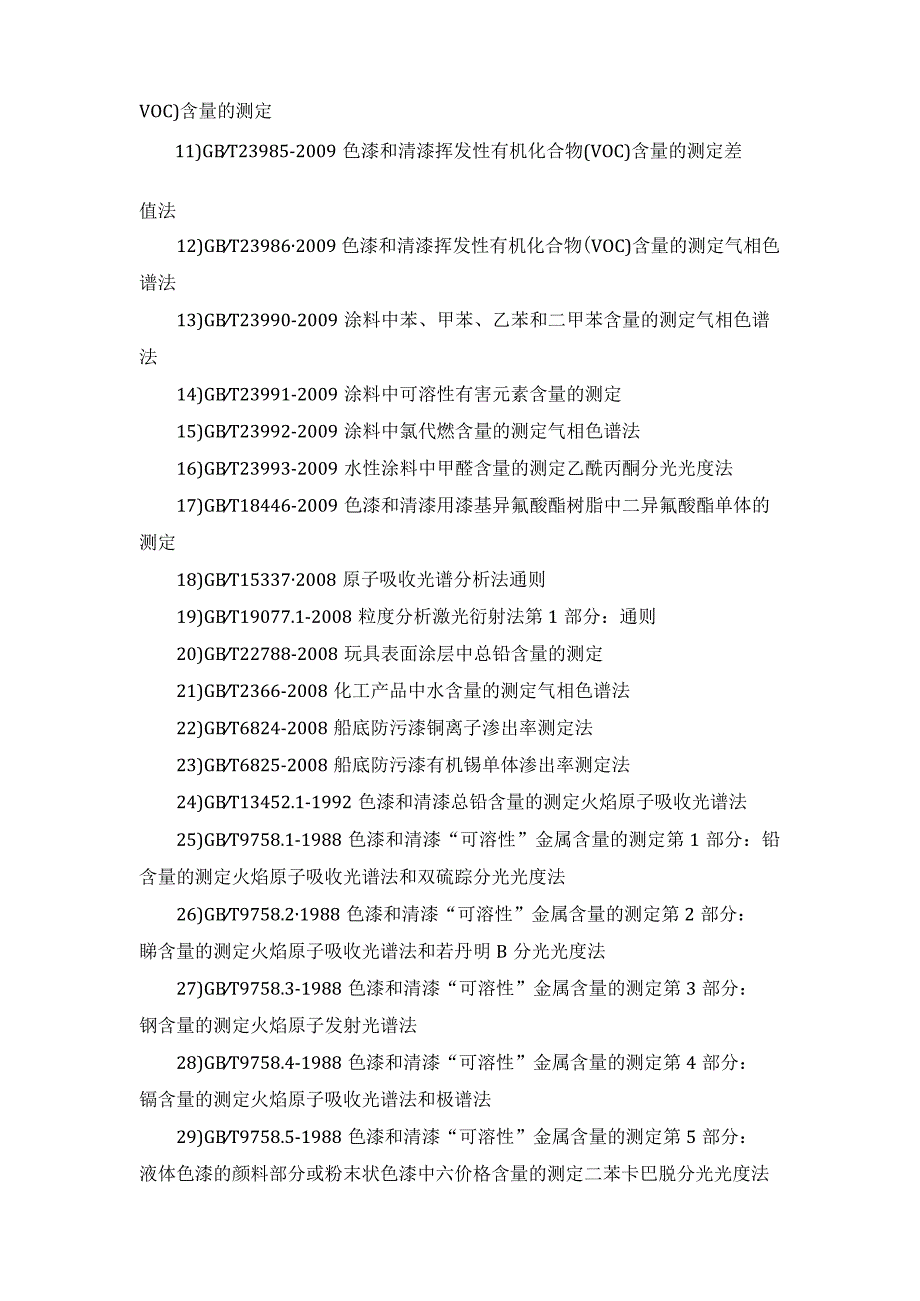 涂料中有害物质限量的标准和测试方法清单.docx_第3页