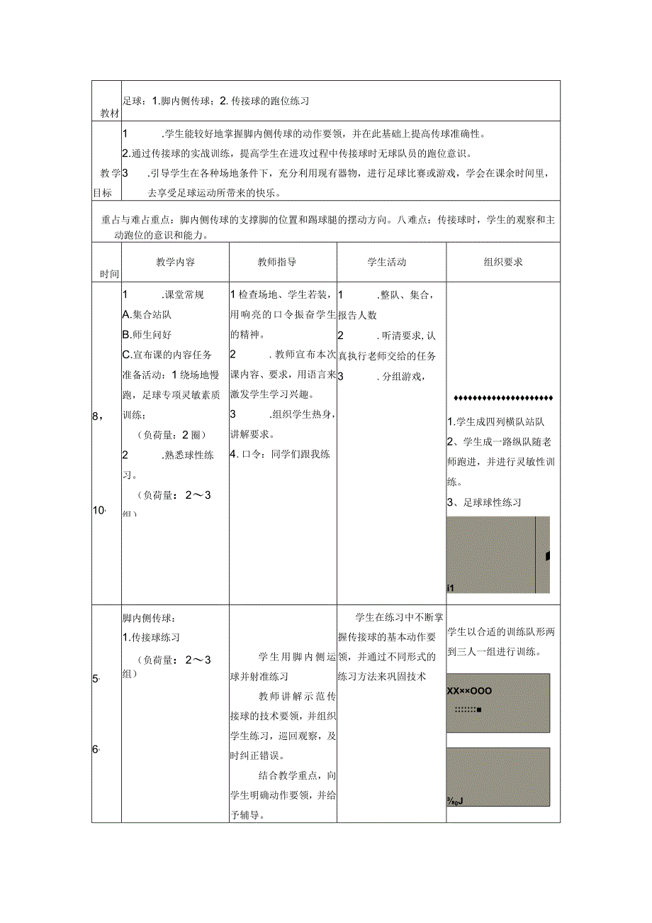 水平四八年级体育足球：脚内侧传接球教学设计及教案.docx_第3页