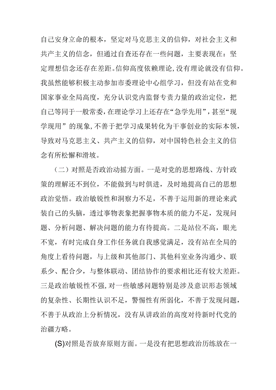 某市纪委书记教育整顿六个方面检视问题发言提纲.docx_第2页