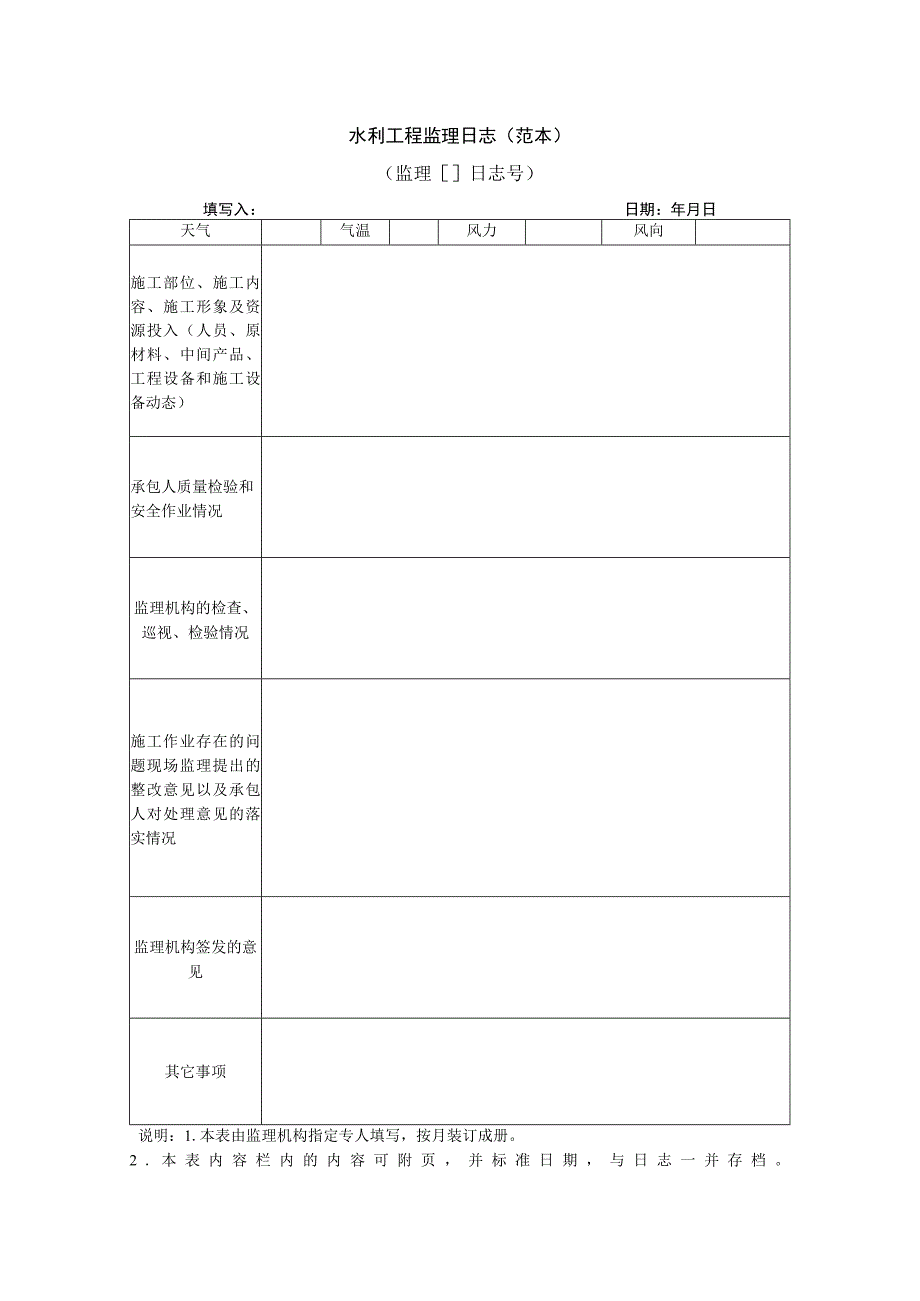 水利工程监理日志（范本）.docx_第2页