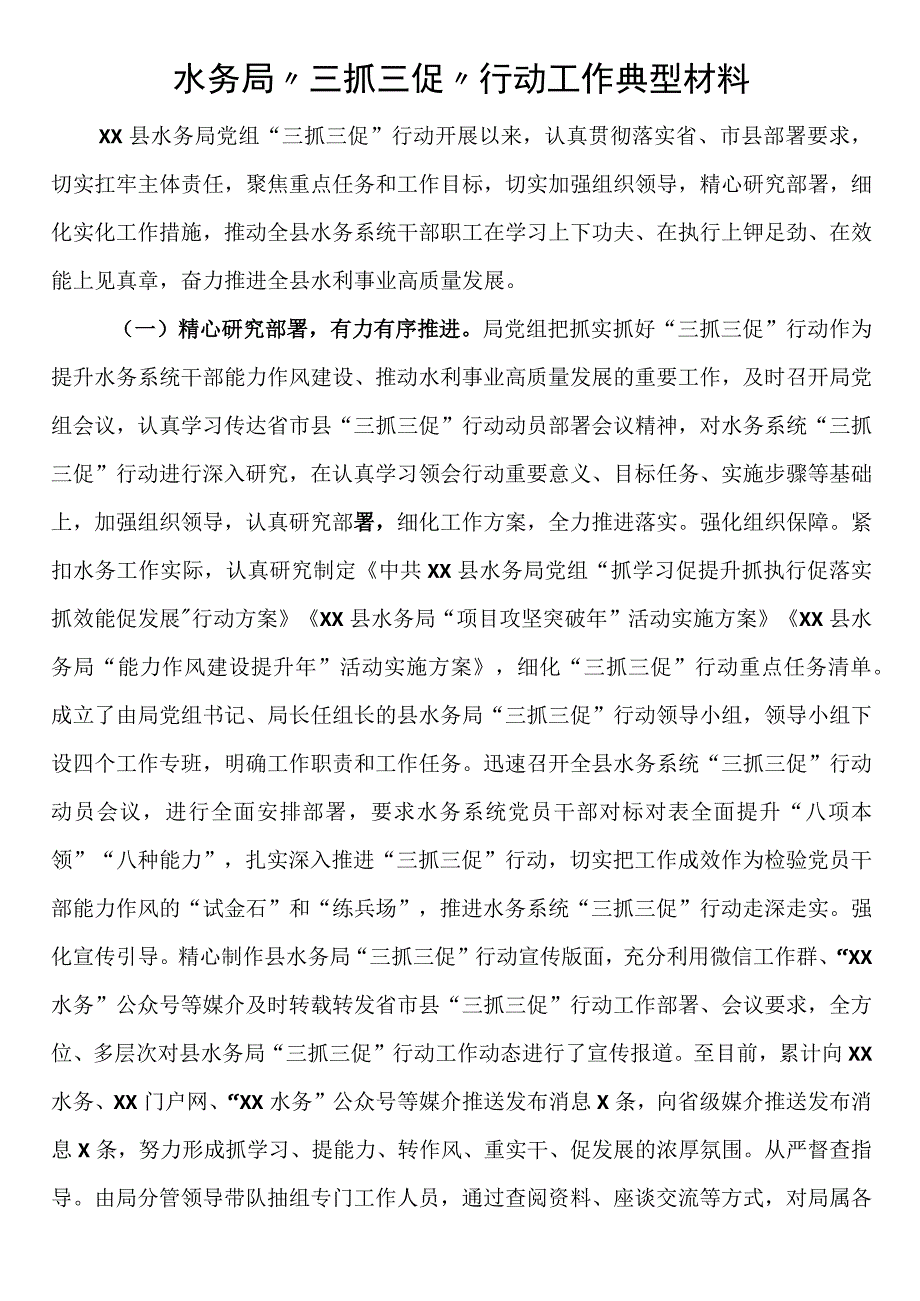 水务局三抓三促行动工作典型材料.docx_第1页