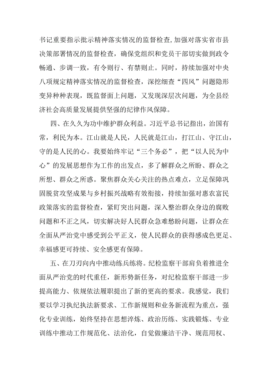 某纪检监察干部在“牢记殷殷嘱托 永葆铁军本色”研讨交流会上的发言提纲.docx_第3页