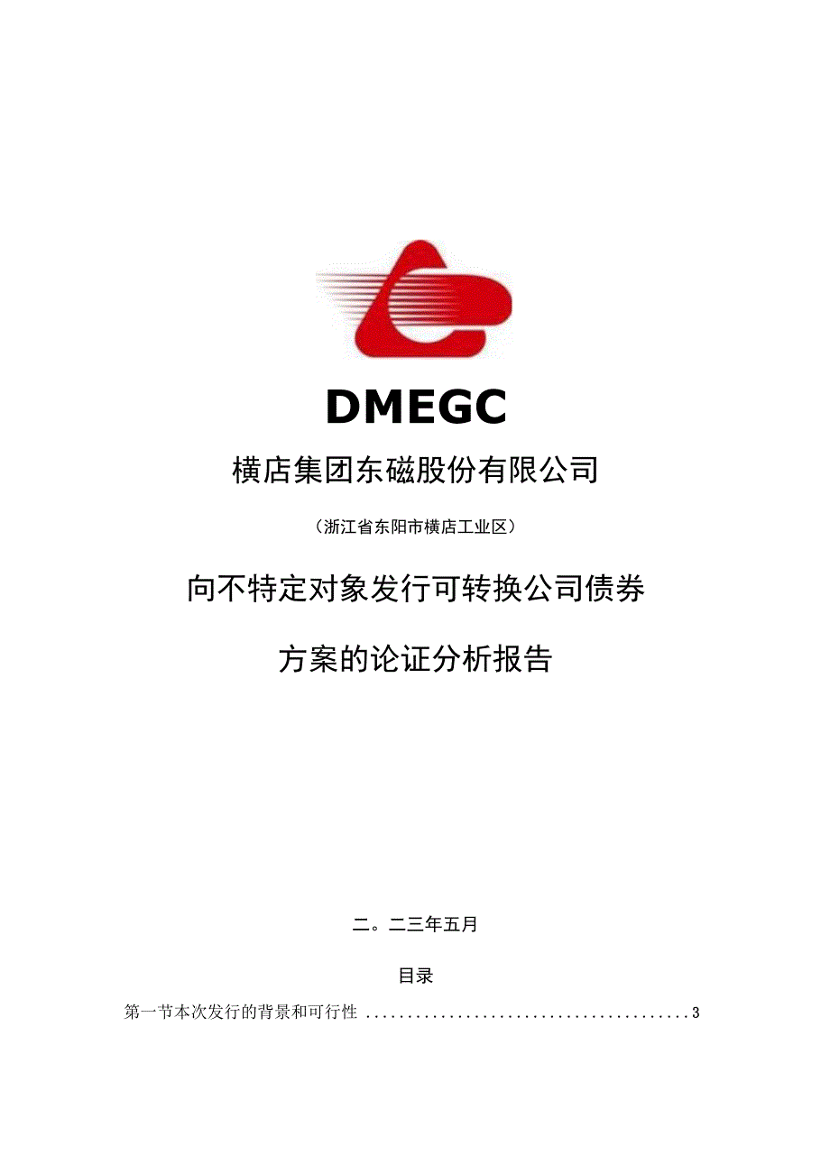 横店东磁：向不特定对象发行可转换公司债券方案的论证分析报告.docx_第1页