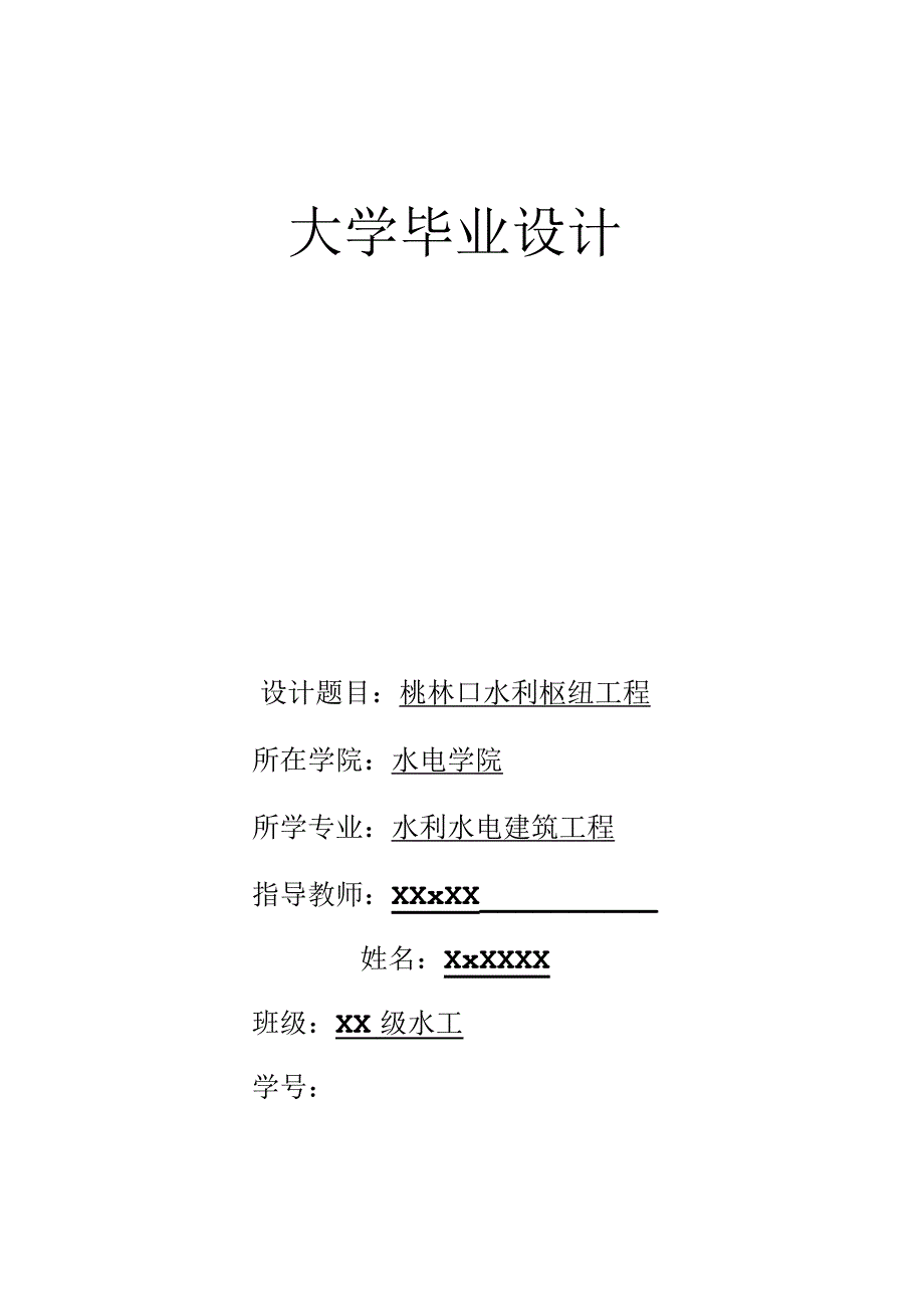 水利水电工程专业毕业设计.docx_第1页