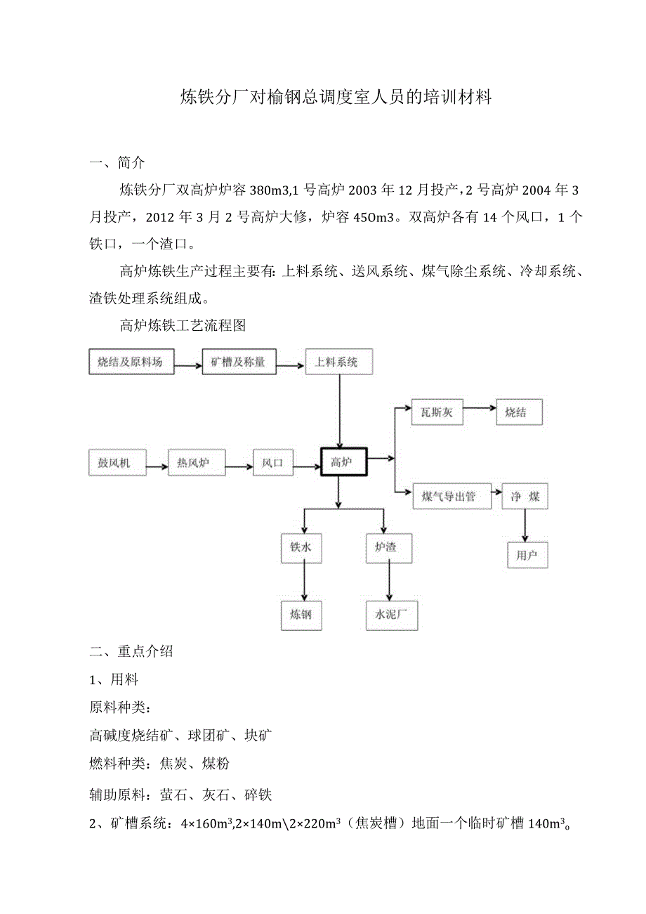 炼铁分厂对榆钢总调度室人员培训课件材料.docx_第1页