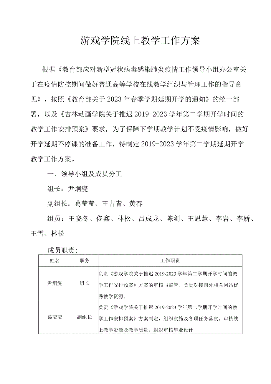 游戏学院线上教学工作方案.docx_第1页