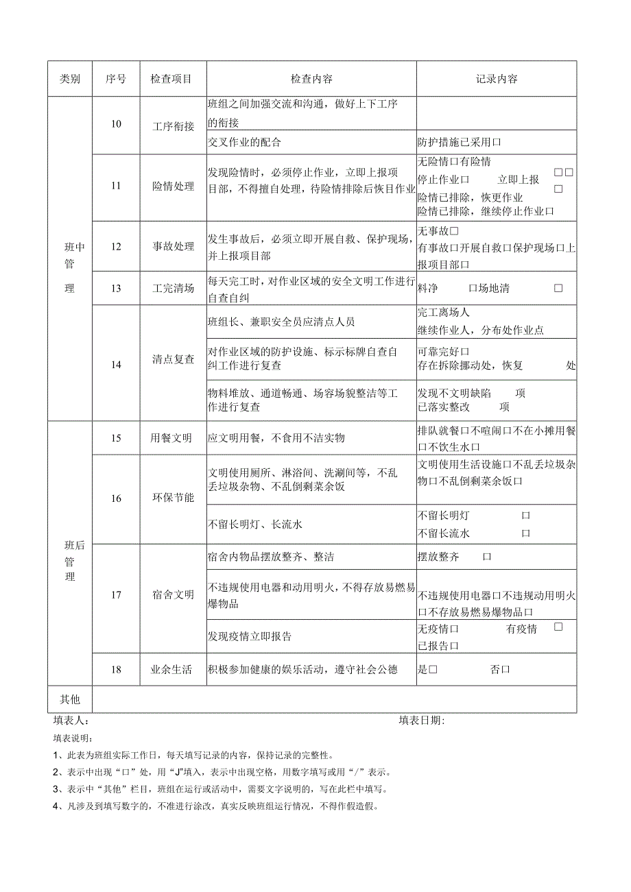 班组安全文明检查记录表.docx_第2页