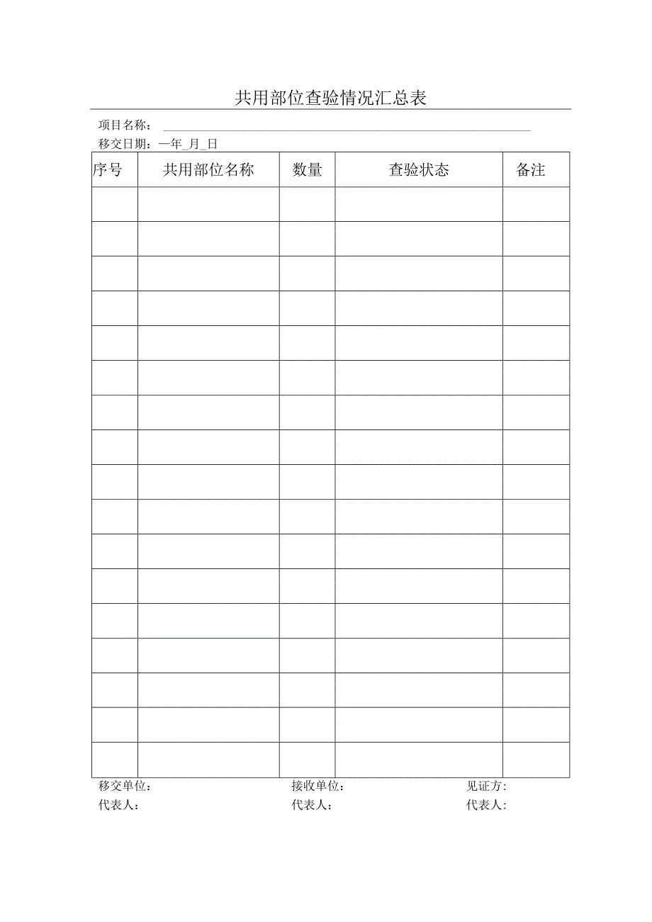 物业资料共用部位查验情况汇总表.docx_第1页